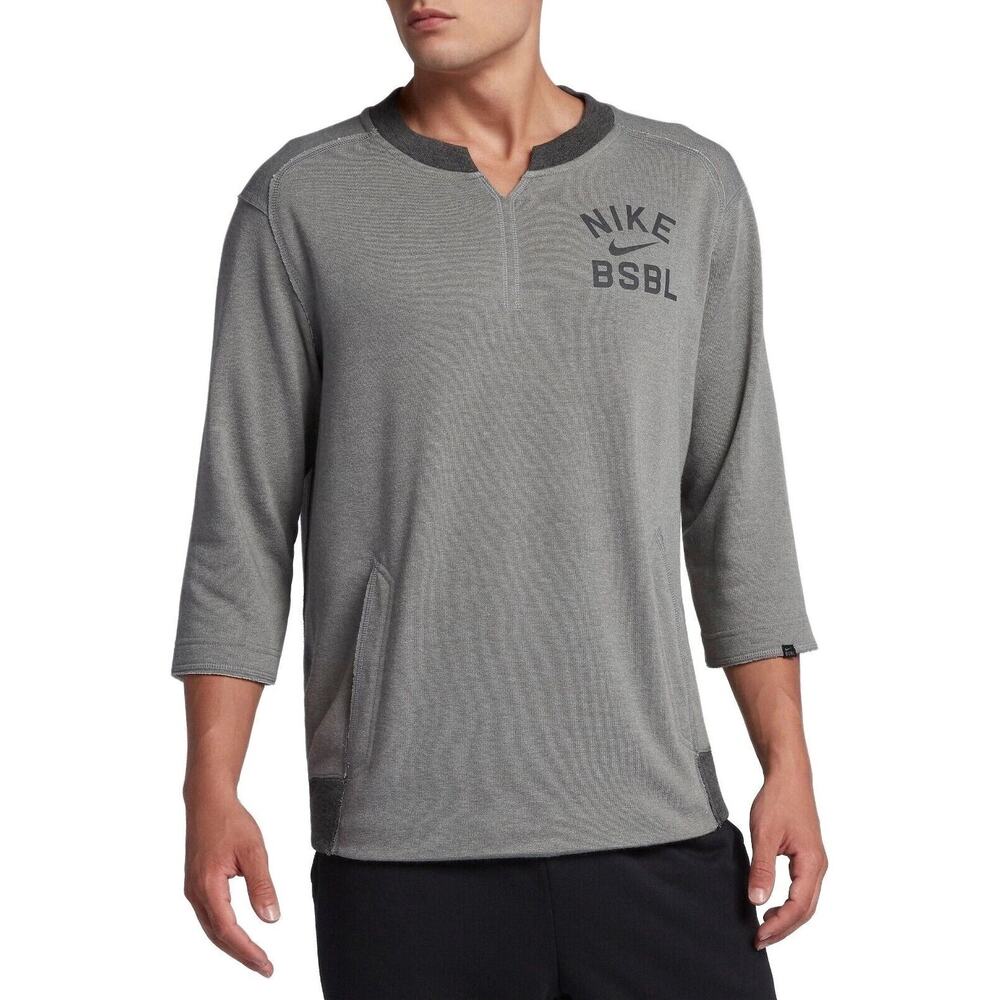 Nike Pullover Shirt Dri-Fit Terry Fleece Flux Baseball Gray Size Large